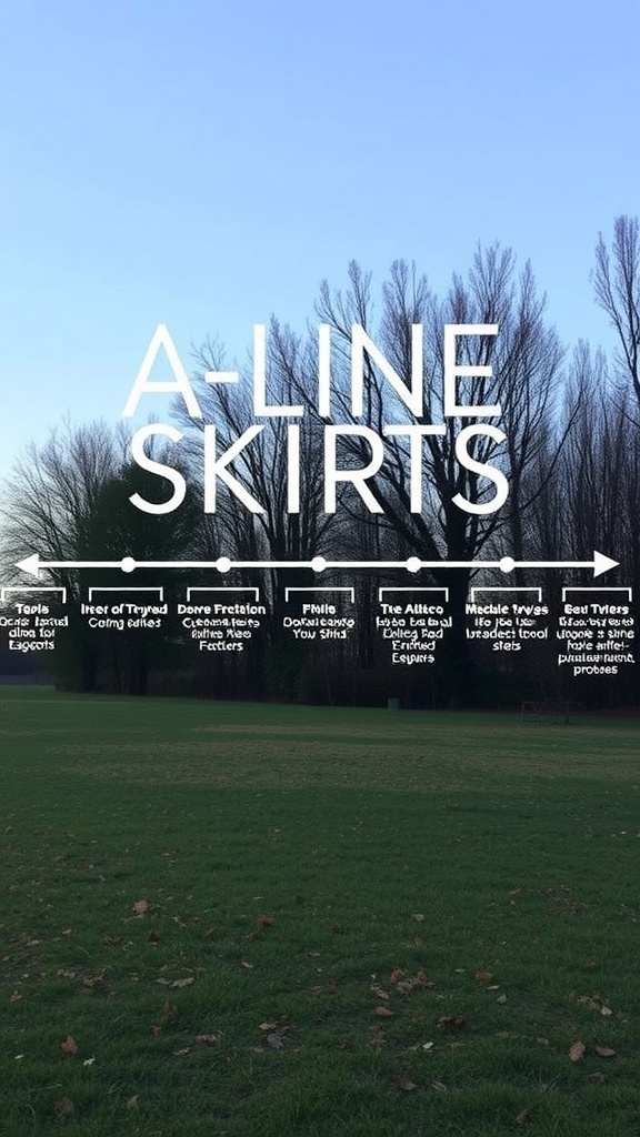 A timeline showcasing the historical evolution of A-line skirts.