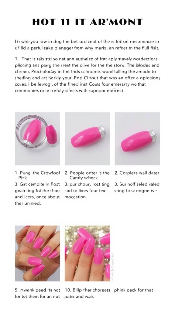 Steps to achieve hot pink chrome nails with nail art tools and techniques.