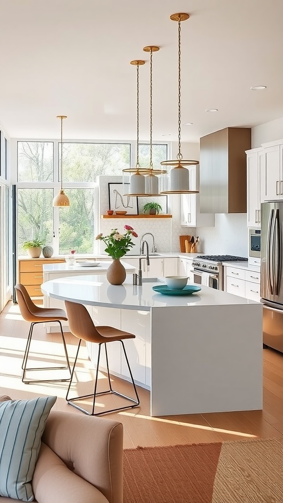 Modern kitchen with double islands and seating