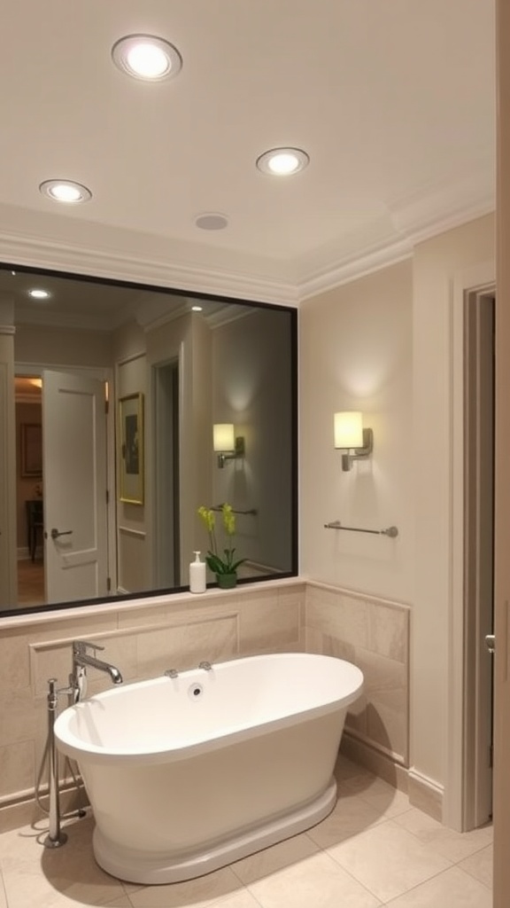 Modern bathroom with a freestanding tub and recessed lighting