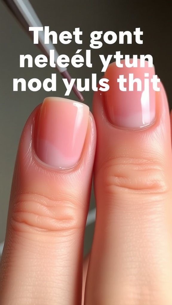 Close-up of two well-manicured nails showing smooth finish and shine from acrylics.