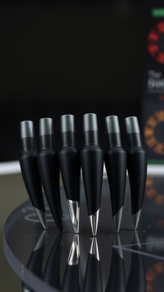 A set of pens displaying a matte black and chrome design
