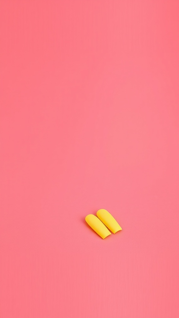 Matte finish yellow French nails on a pink background