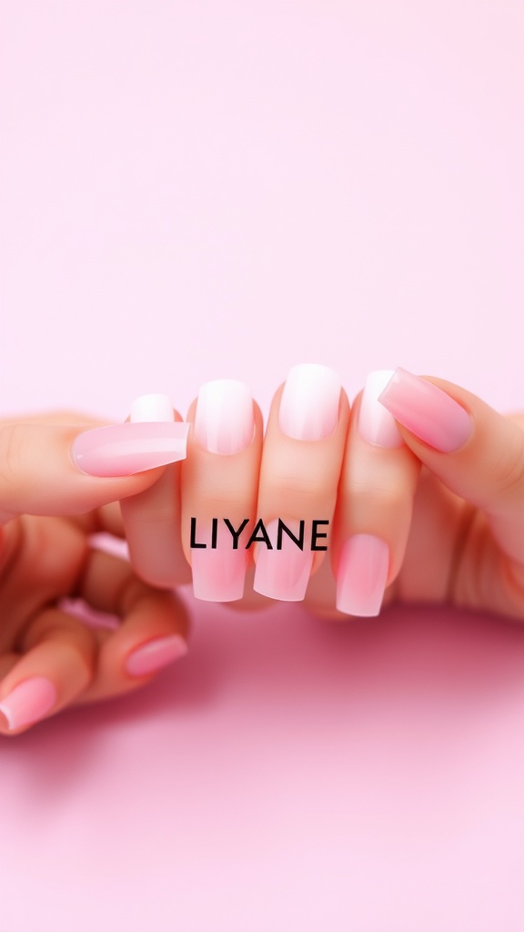 Ombre effect nails in soft pink shades