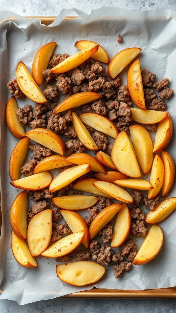 Ground beef and potato wedges recipe