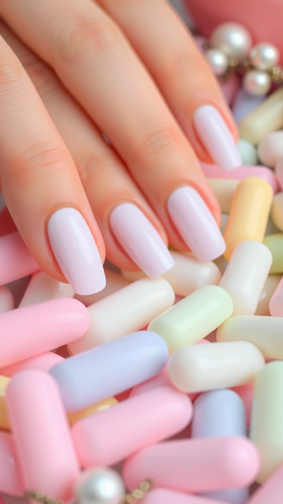 Pastel color palette nails with pastel capsules