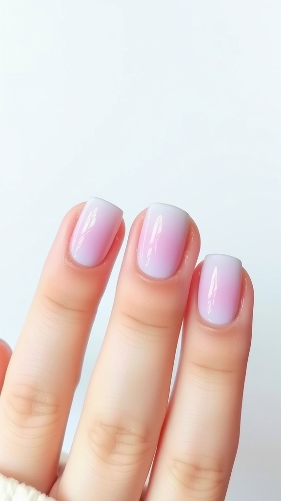 Pastel ombre nails in shades of pink and lavender