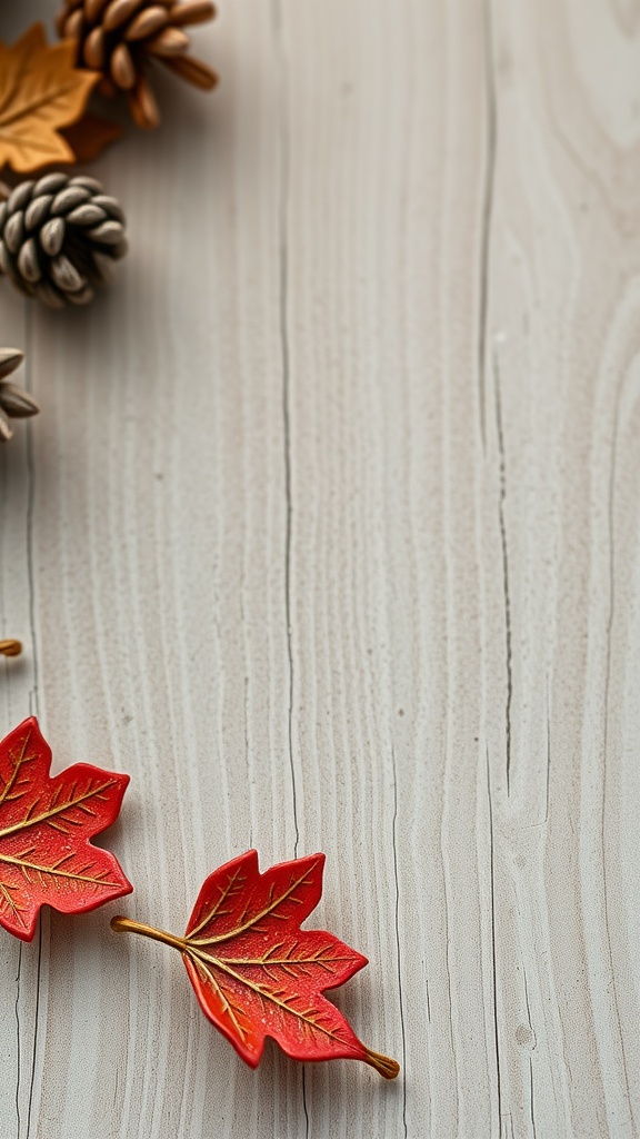Pink chrome French tip nails on a wooden surface with seasonal decorations.