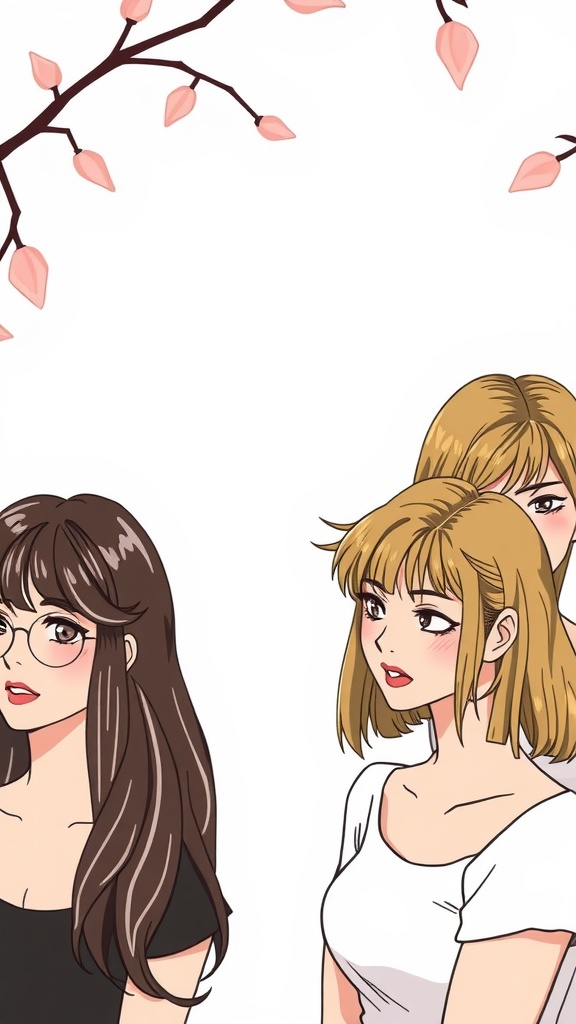 Illustration of women with different hairstyles, showcasing the soft mullet hairstyle.