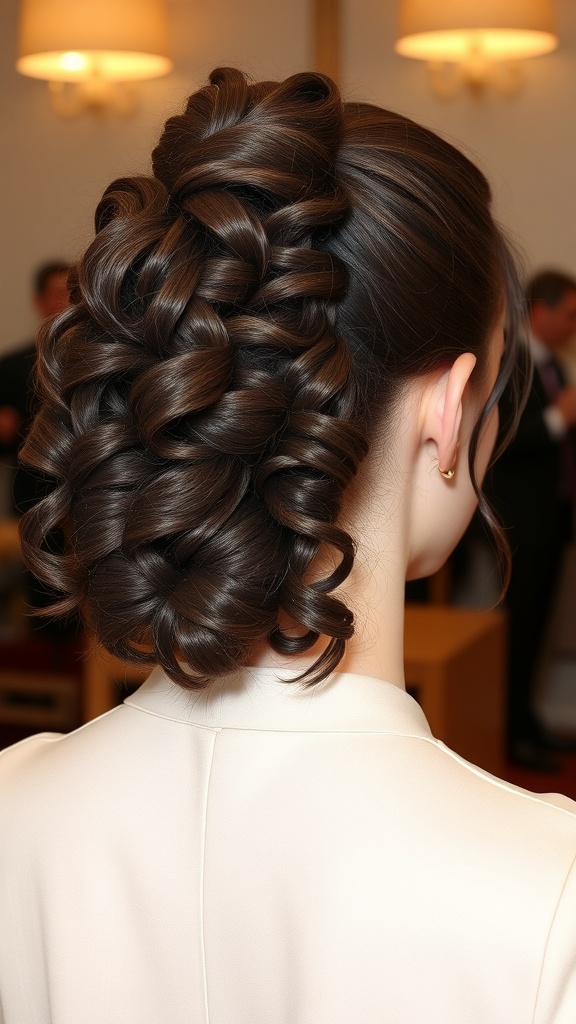 Sophisticated curly ponytail hairstyle with volume