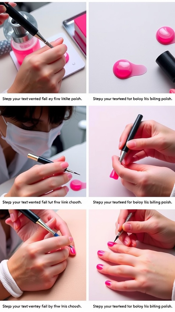 Step-by-step process of achieving pink chrome nails with tools and techniques