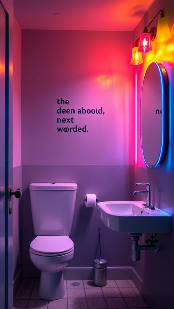 A colorful kids bathroom featuring unique lighting fixtures and playful decor.