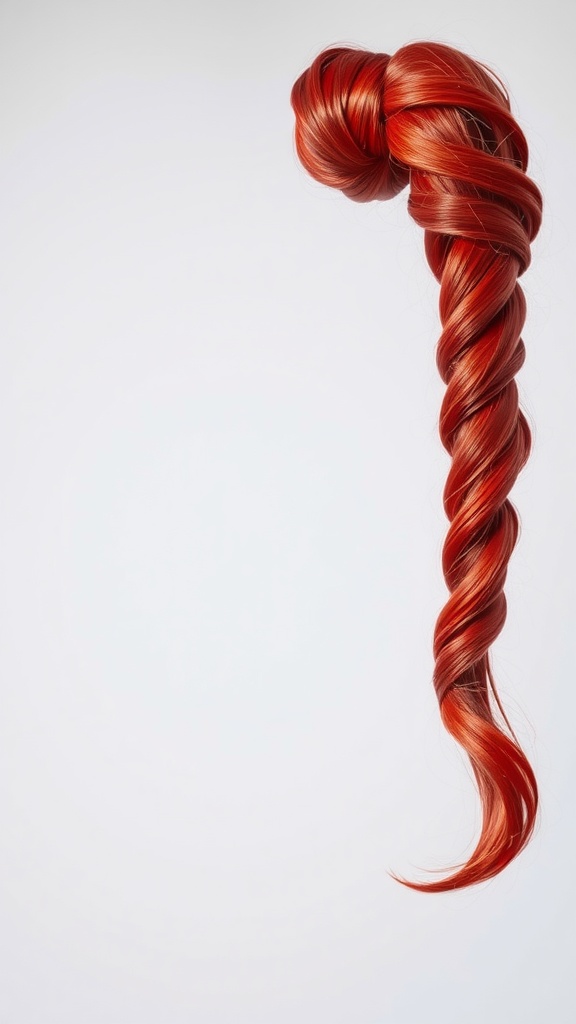 A stylish voluminous red quick weave ponytail with a twisted design.