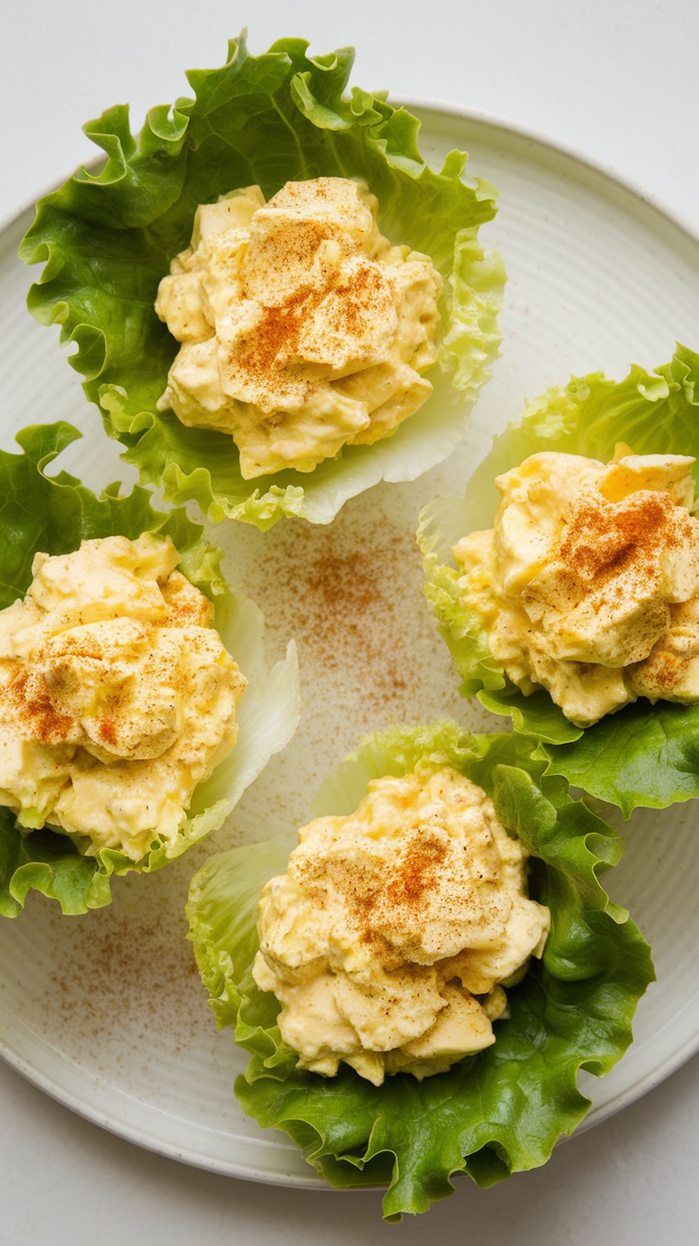 Egg salad served in lettuce cups