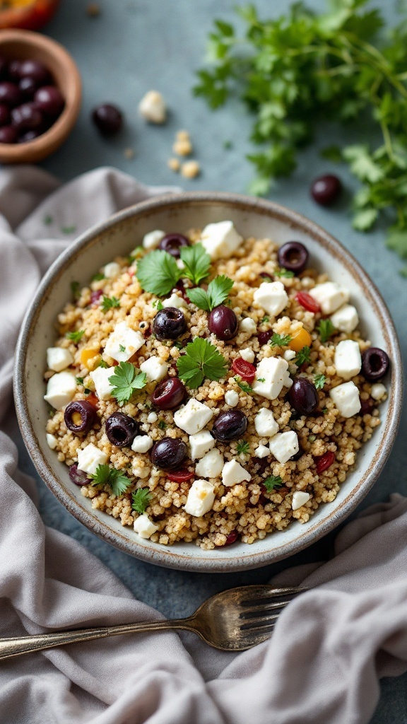 Mediterranean quinoa salad with feta and olives