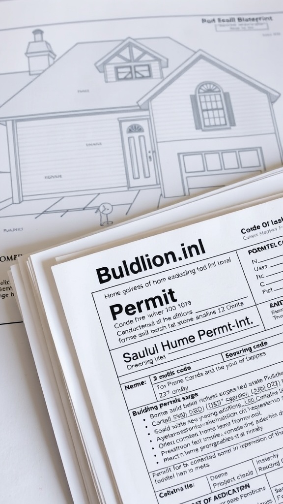 Blueprint and permit application for building an addition