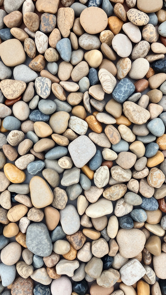 A variety of smooth, colorful stones suitable for landscaping.