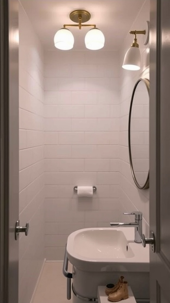 Modern small bathroom with innovative lighting solutions