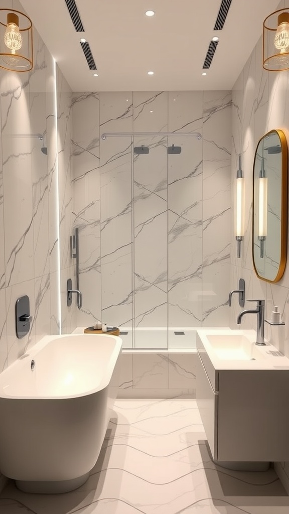 Modern bathroom with smart technology features