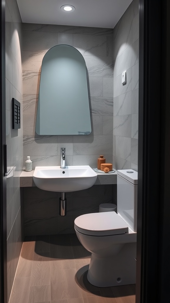 Modern small bathroom with integrated technology features