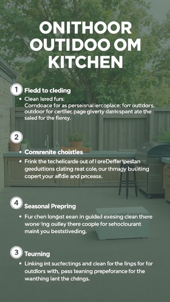 A beautiful outdoor kitchen space with wooden cabinetry and a grill, surrounded by greenery.