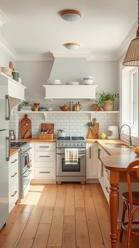 A cozy kitchen featuring wooden cabinets, modern appliances, and bright decor elements.