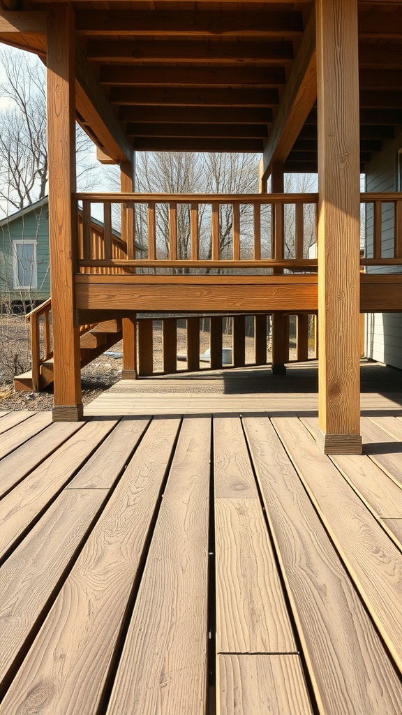 A modern deck featuring recycled plastic lumber with a clean finish.