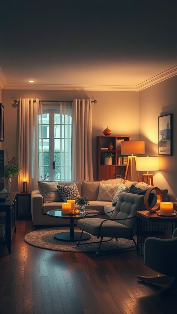 Cozy living room with soft ambient lighting
