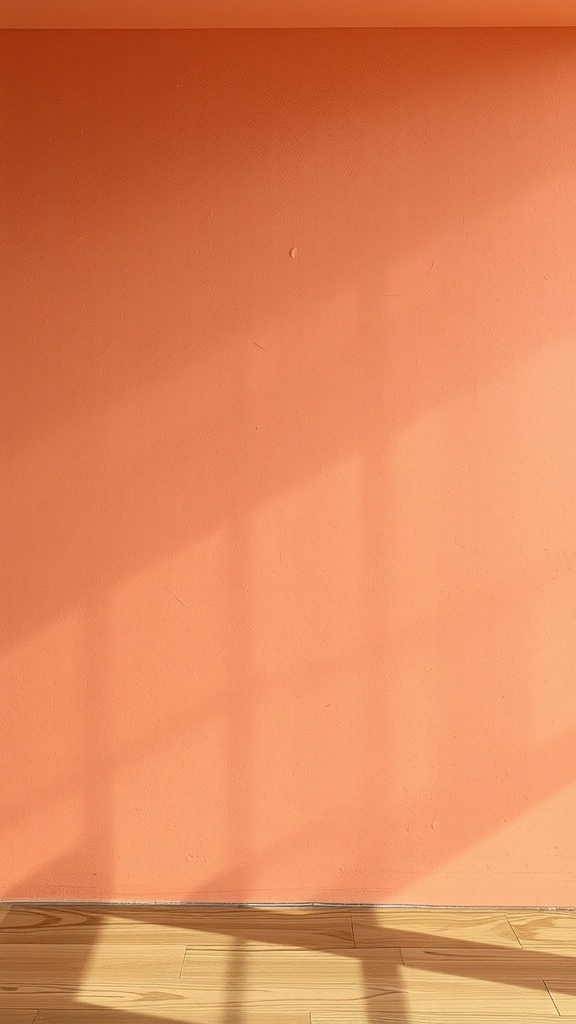 Textured orange wall with shadow patterns.