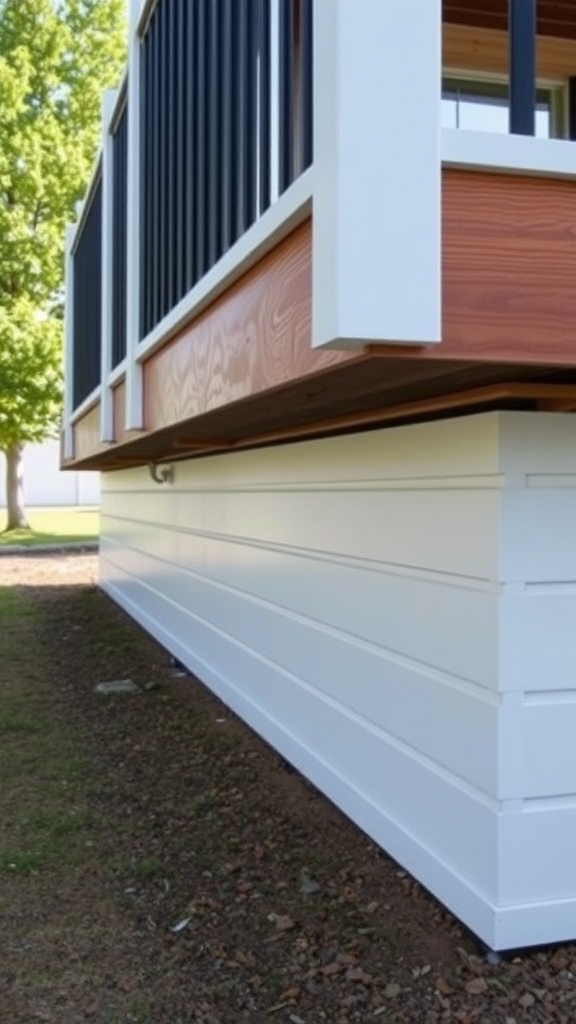 Vinyl skirting under a deck, showcasing clean lines and a modern aesthetic.