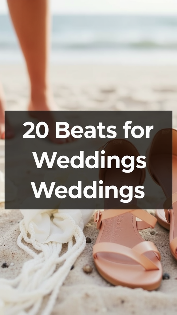 Footwear options for a beach wedding, featuring sandals on the sand.