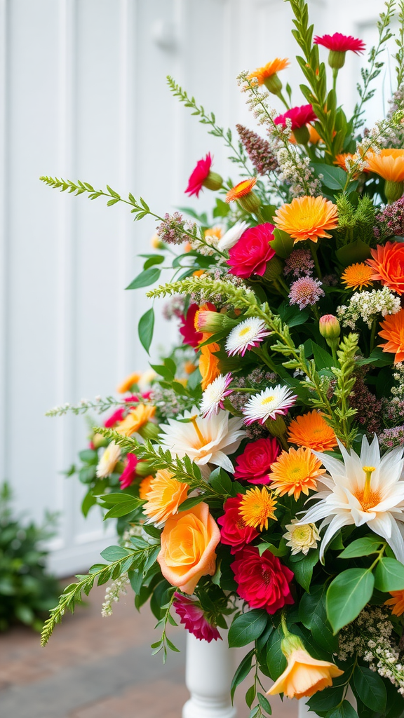 A vibrant floral arrangement featuring various colorful flowers.