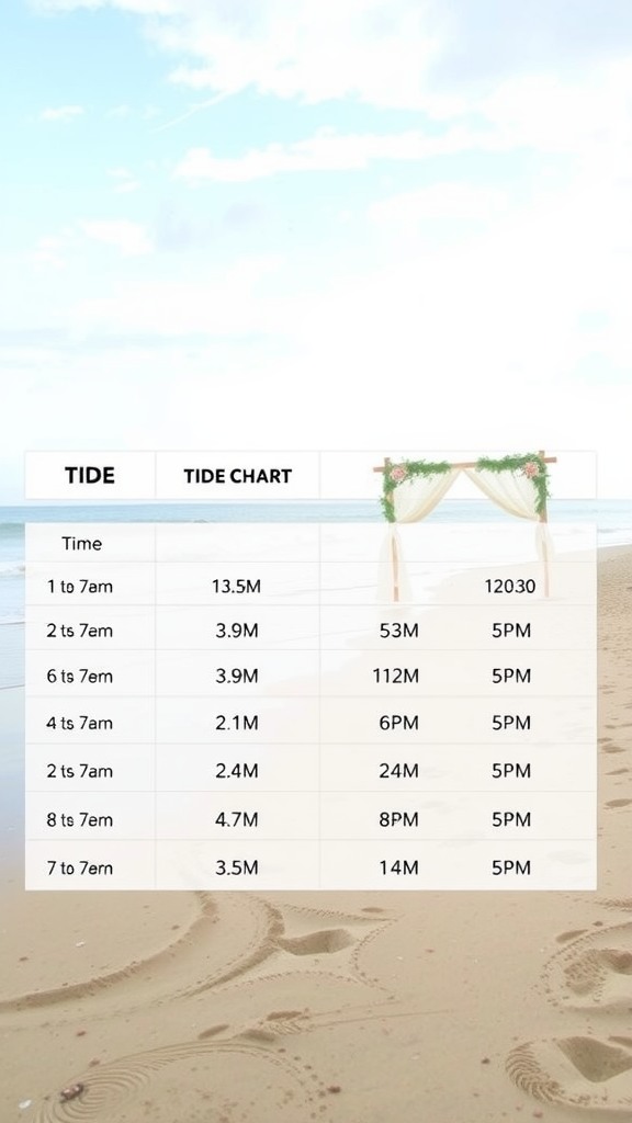 Tide chart for beach wedding timing