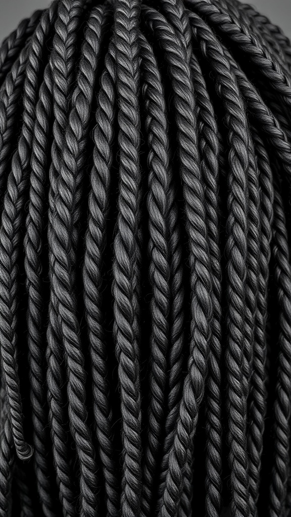 Close-up of knotless box braids with a twist out, showcasing texture and volume.