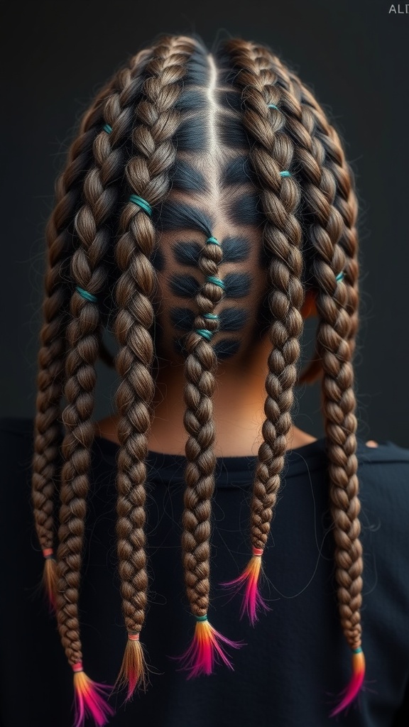 Knotless braids with ombre tips, showcasing a stylish and modern hairstyle.