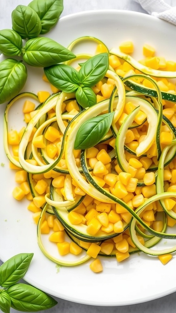 Raw Zucchini and Corn Salad with Lemon Basil Vinaigrette