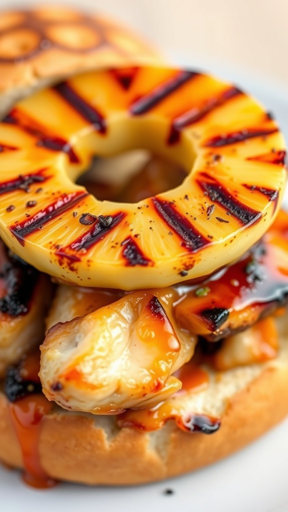 Grilled Teriyaki Chicken Sandwich with pineapple
