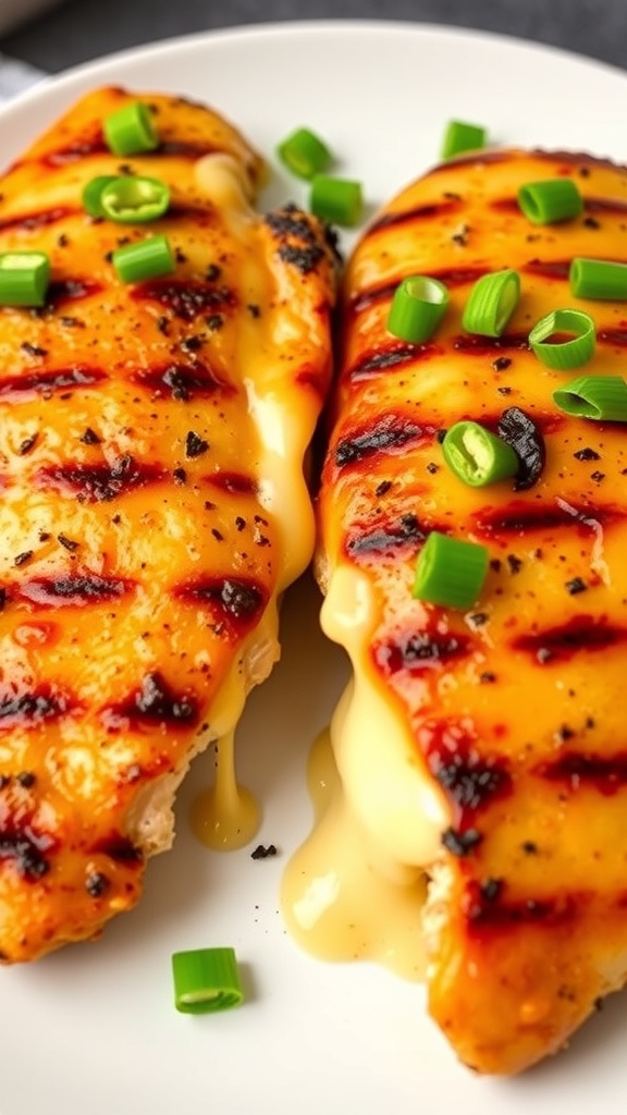 Grilled Hawaiian Chicken with green onions on a plate