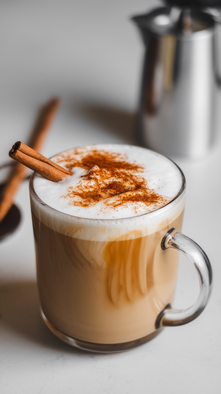 A beautifully crafted coffee drink topped with cinnamon and foam.