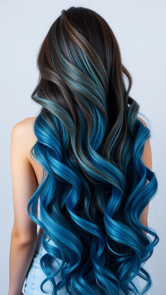 Flowing blue fabric resembling ocean waves