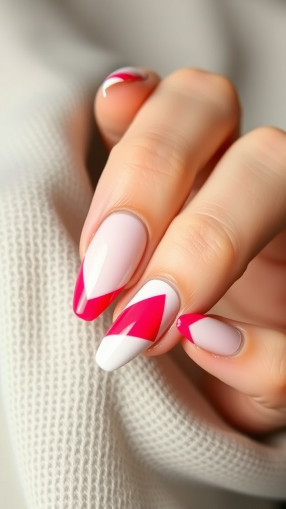 Geometric shapes in neon red on a white background