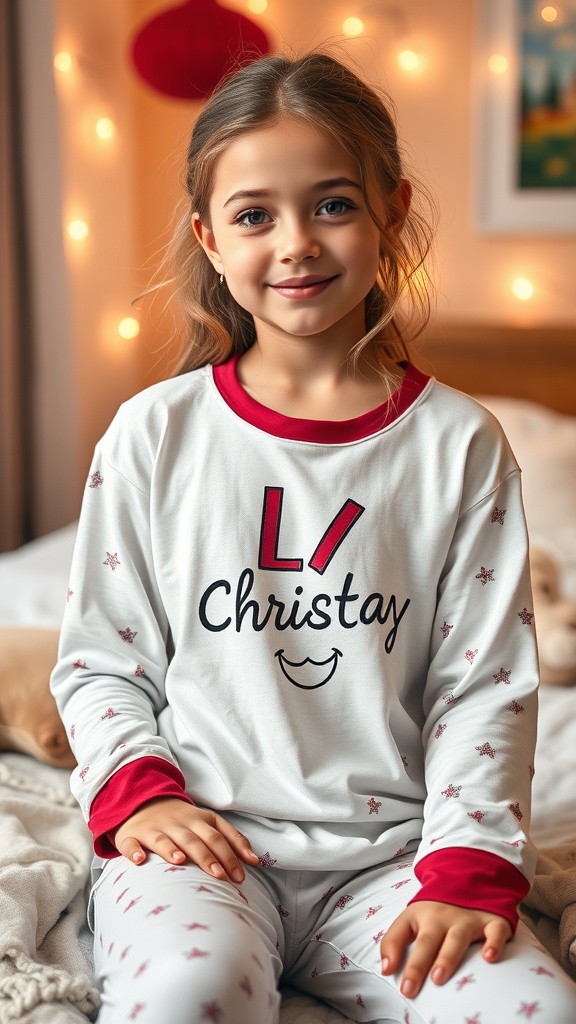 A woman sitting on a couch wearing a graphic tee and cozy sweatpants, embodying casual chic style.