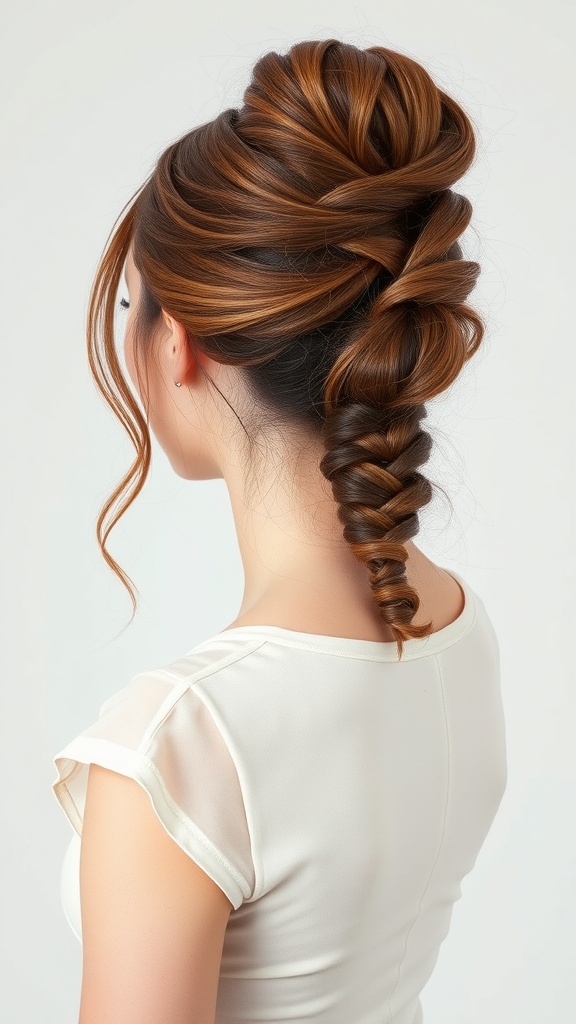 A stylish half-up, half-down twist hairstyle showcasing natural beauty.