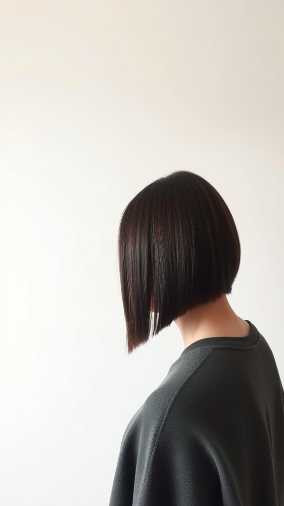 A sleek straight bob haircut with blunt ends, showcasing a polished and elegant look.