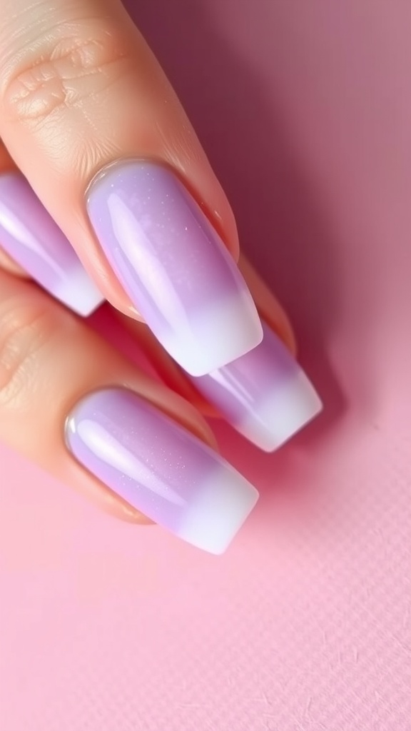 Soft lavender ombre nails with a gradient effect