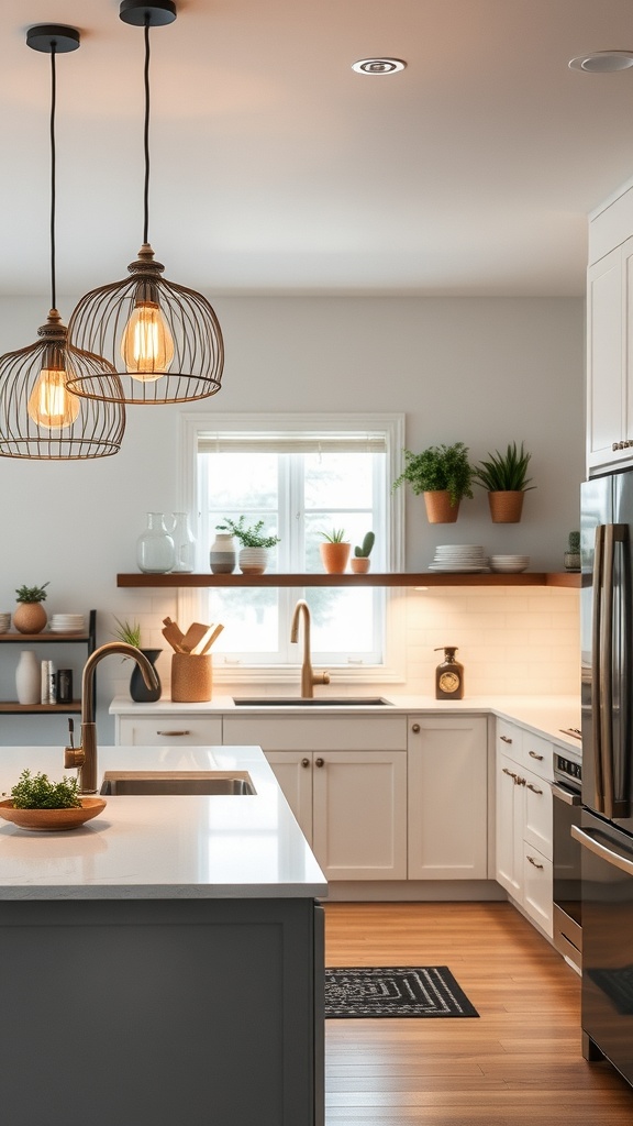 Modern kitchen with stylish pendant lighting fixtures