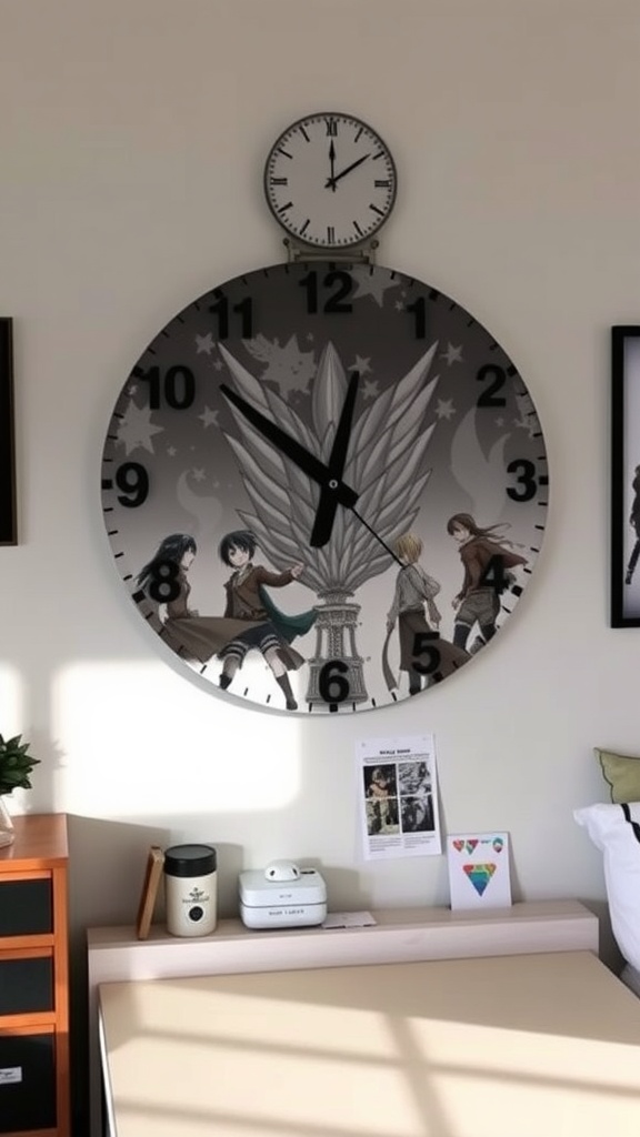 Customized Attack on Titan wall clock featuring characters from the anime.