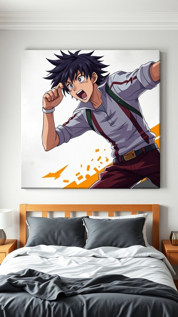 Eren Yeager wall art featuring a dynamic pose and vibrant colors