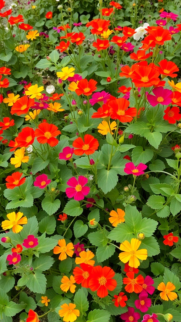 Colorful nasturtiums blooming in a garden.