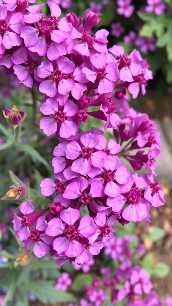 Close-up of vibrant pink verbena flowers in full bloom.